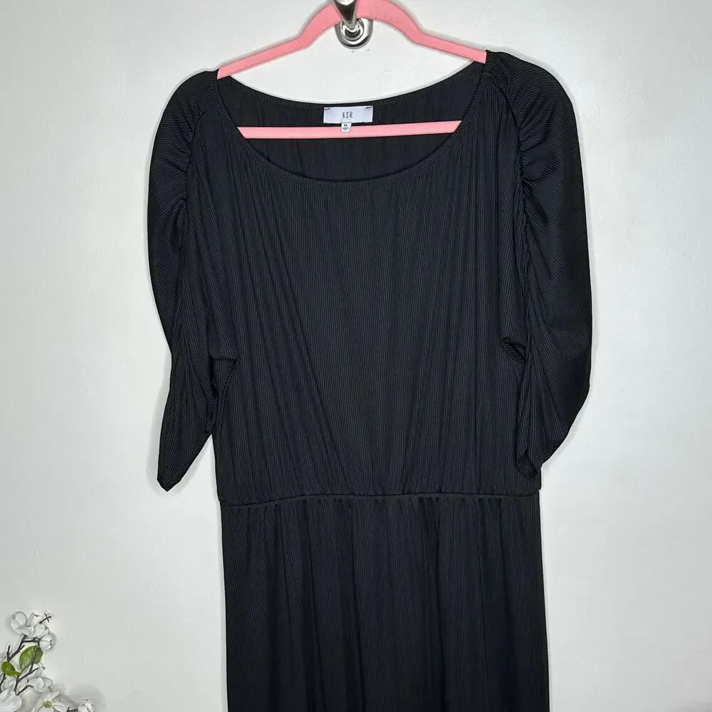 NSR Chloe Ruched Maxi Dress Black {3H52}
